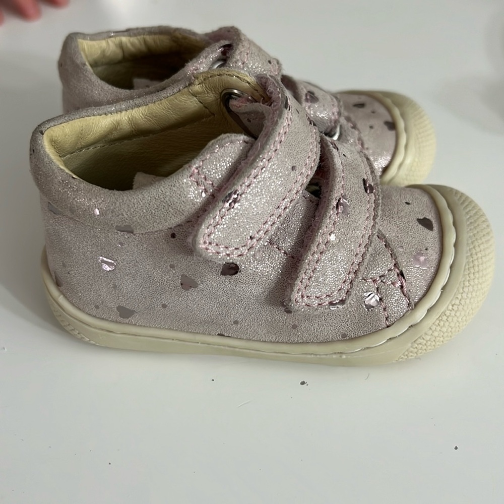 NATURINO COCOON VL suede first steps pink heart sneakers shoes size 21 new